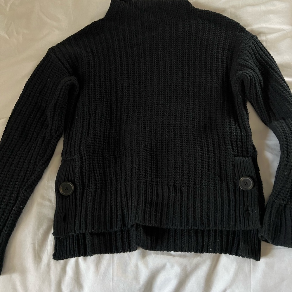Madewell Mockneck Black Women's Sweater with buttons XXS